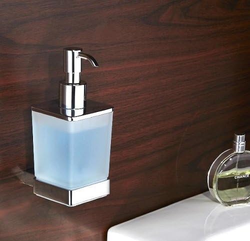 TACCY Soap&amp;Lotion Dispenser with Frosted Bottle and Brass Holders in Polished Chrome Finish Wall Mounted #HD16
