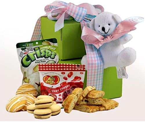 New Born Baby Girl Gift Tower,Small , 1.5 pounds,Filled with Assorted Treats and Goodies. Gluten, Dairy and Nut Free.,Gift Tower