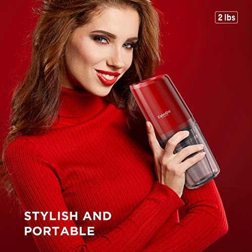 Masticating Juicer, CalmDo Portable Slow Juicer Machine, PJ801 Juicer Extractor with Reverse Function, USB Rechargeable, Red