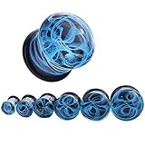 Longbeauty 2Pcs Glass Blue Fantasy Swirl Lines Ear Tunnels and Plugs Expander Gauge 5/8