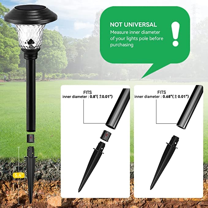 Metal Replacement Stakes for Solar Lights Outdoor, Plastic Solar