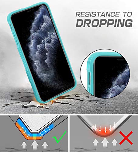 AMOVO Case for iPhone 11 Pro (5.8'') [2 in 1] iPhone 11 Pro Wallet Case Detachable [Vegan Leather] [Hand Strap] [Stand Feature] iPhone 11 Pro Flip Folio Case Cover with Gift Box Package (Aqua) - Thumbnail 3