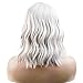 BERON Silver Wig Short Curly Wig Silver White Wigs Women Beach Wave Wigs for Cosplay Costume Party Hairnet Included