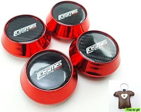 Center Wheel Hub Caps Cup Red Chrome Cover Logo Cosmis racing Size 63.5mm. 4pcs. + Free for gift