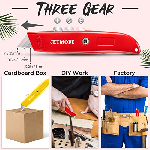 Jetmore 4 Pack Box Cutter Utility Knife, Box Cutter Retractable, Heavy
