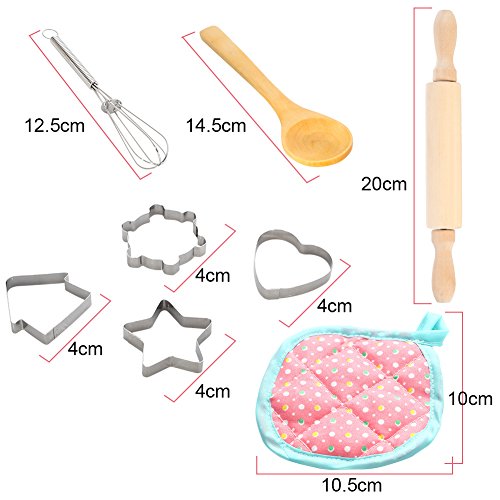 image for FunsLane Waterproof Apron 15Pcs Chef Set for Kids with Chef Hat and Ot