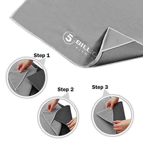 5BILLION Microfiber Yoga Towel for Yoga Mat - 72" X 24" - Gray - Hot Yoga Towel, Bikram Yoga Towel, Ashtanga Yoga Towel - Thumbnail 6