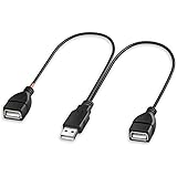 Onvian USB Splitter Cable Male to 2 Female Adapter USB A Cord 2 Port Hub for Data Charging Syncing (Only one Port for Data)