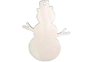 Amosfun 10pcs Hanging Wooden Christmas Tree Decorations Ornaments Wood Tags Unfinished Wood Snowman Cutouts Shapes Wooden Slices for DIY Craft Painting