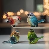 ICE ARMOR Hand Painted 4-PC Set 5.25" H Bird Figurine Statue Sculpture Ornament Decoration Home/Room Decor Ideas for Housewarming, Holidays and Birthdays Great Collectible