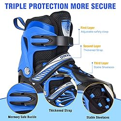 Black/Blue/Red Adjustable Inline Skates Boys Girls