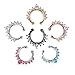 Honbay 6pcs Mix Color Fake Septum Clicker Nose Ring Rhinestone Non Piercing Clip on Nose Ring Hanger Clip Body Jewelry