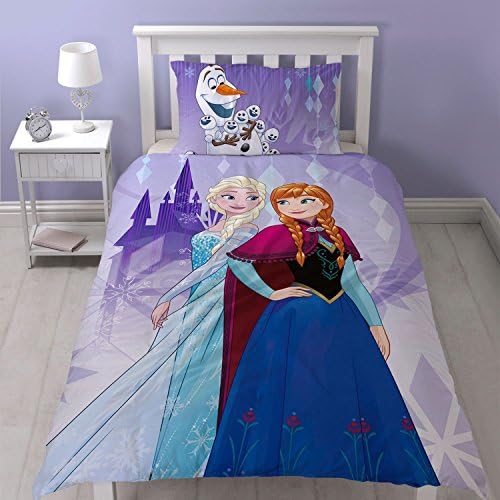 Disney Frozen Snowflake UK Single/US Twin Panel Duvet Set &amp; Matching 66" x 72" Curtains (168cm x 183cm)