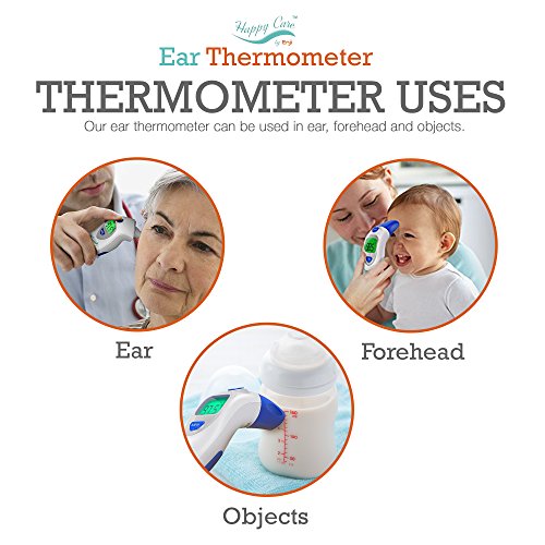 Best Medical Ear Thermometer with Forehead Function, Infrared - Suitable for Babies, teenagers and Adults, Store and Memorizes 20 Temperatures Includes Two (2) AAA Batteries and Pouch, Display F an C - Thumbnail 7