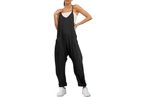 Trendy Queen Womens Jumpsuits Casual Summer Onesie Rompers Sleeveless Loose Baggy Overalls Jumpers with Pockets 2024 Clothes