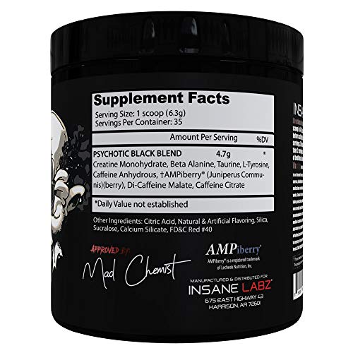 Insane Labz Psychotic Black Edition Mid Stimulant Pre Workout Powder