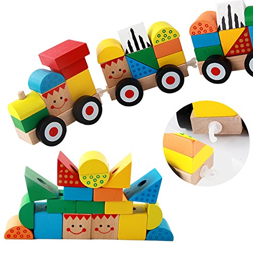 image for Zhisheng You Wooden Mini Stacking Push and Pull Train Set And Educatio