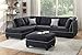 Poundex Bobkona Viola Linen-Like Polyfabric Left or Right Hand Chaise Sectional Set with Ottoman (Pack of 3), Black