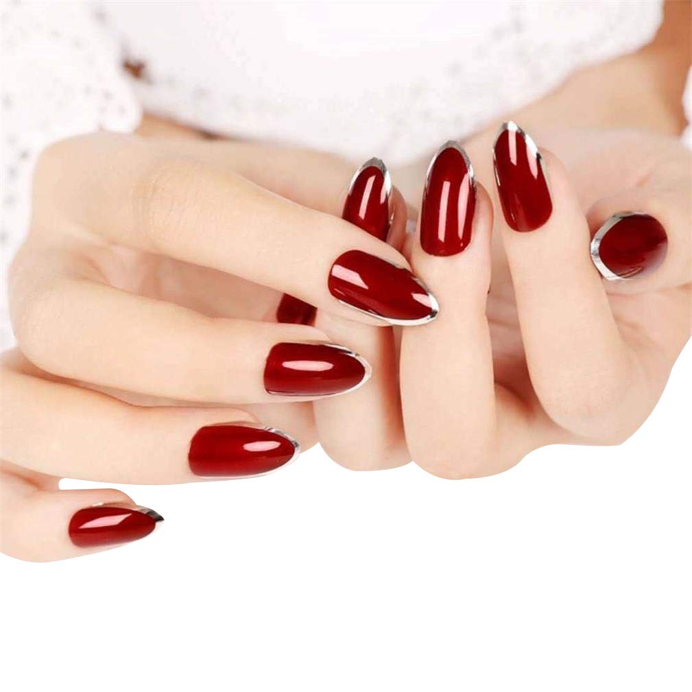 YONAIL 24pcs/set Fake Nails Full Cover Stiletto Press On False Nails for Women Acrylic Fake Finger Nail Tips Stick On Nails for Women