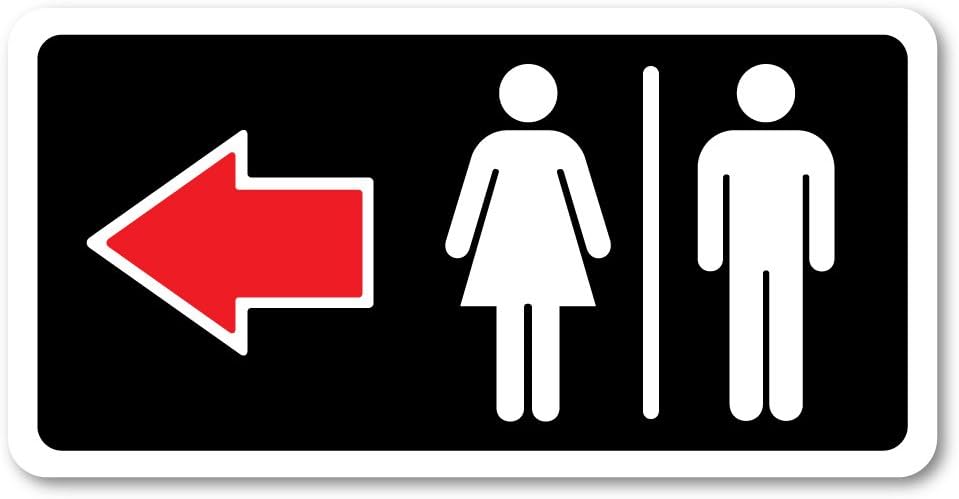 Grafken: GR1376 Plastic Sign Large 10 in x 5 in: RESTROOMS ICON-General. Arrow Left