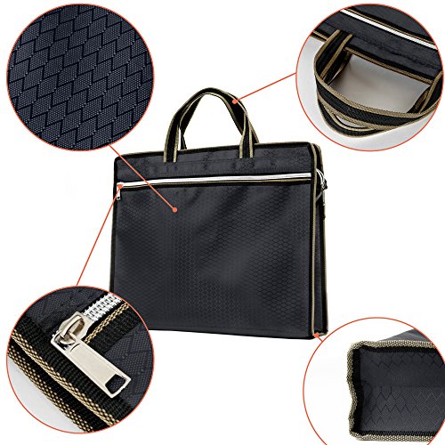 Zipper Business Document Bag, Lavince WaterProof Briefcase Office Handbag file bag Multi Purpose Usage for Files Folder Document Notebook iPad Macbook Stationery For Bussiness Meeting Office (Black)