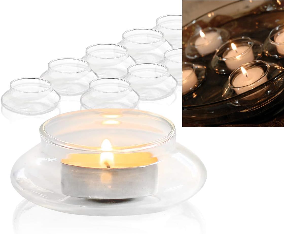 Laugh Cat Creative Romantic Floating Tealight Candle Holder Set of 12 Clear Hard Borosilicate Glass Wedding Dinner Centerpiece Decoration