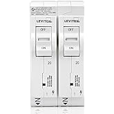 Leviton LSPD2-T Surge Protective Device with Two 20A 1-Pole Plug-On Standard Branch Circuit Breakers, Thermal Magnetic, 120/2