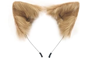 QinRuan Cat Fox Faux Fur Ears Headband Cute Halloween Fancy Dress Cosplay Handmade Animal Furry Ears Hair Hoop