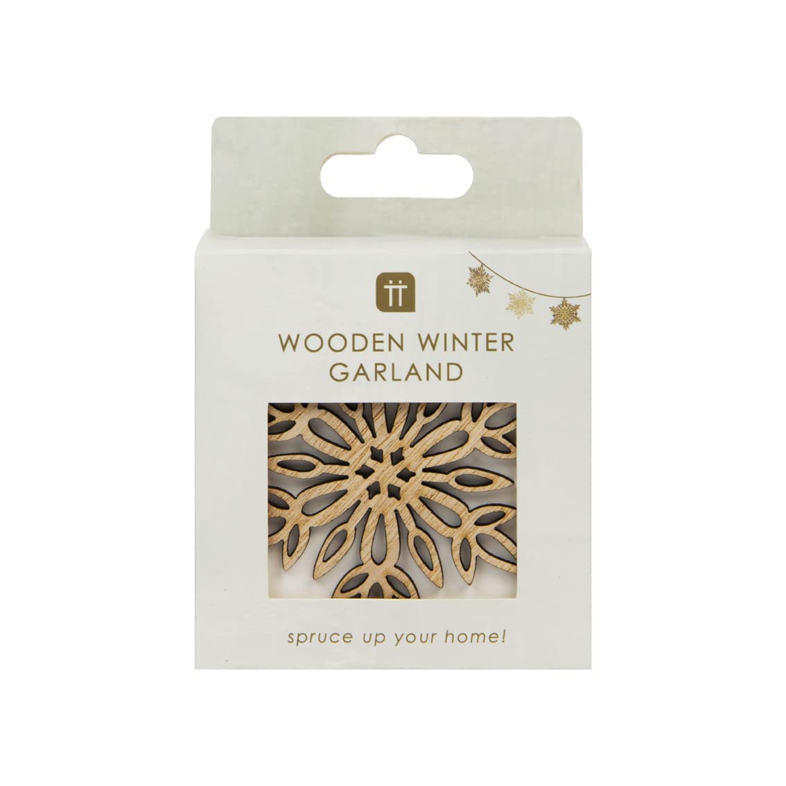 Talking Tables Wooden Snowflake Christmas Garland-2m | Eco-Friendly Xmas Decorations Rustic Nordic Style, Reusable, FOREST-GARLAND