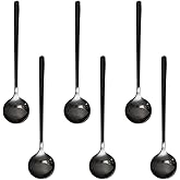Pack of 6, Stainless Steel Espresso Spoons, lyfLux 5.3 Inch Black Mini Teaspoons Set for Coffee British Tea Dessert Cake Ice Cream Cappuccino