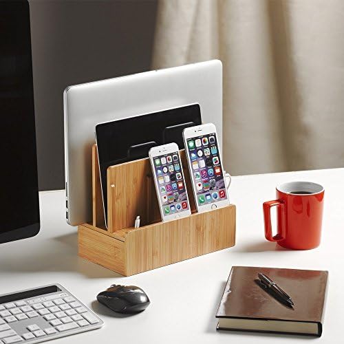 Youdepot Multi Device Charging Station Original Electronics Charging Station &amp; Organizer for Laptops, Tablets, Smartphones &amp; Other Gadgets Strong Build of 100% Eco Bamboo