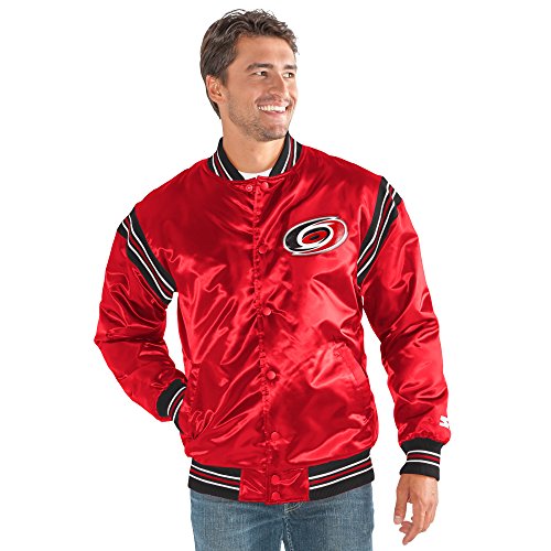 STARTER NHL Carolina Hurricanes Men's The Enforcer Satin Jacket, Large, Red