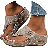 GHTYDD Orthopedic Sandals for Women with Arch Support Dressy Casual Flip Flops for Beach Walking Summer Comfortable Sandals for Women 2026