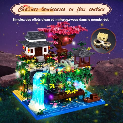 Charmofun 3320pcs Mini Building Blocks, DIY Model with LED Light, Creative STEM Toys Model Architecture Set Garden Plants, Micro Blocks Christmas Gift for Children Adults