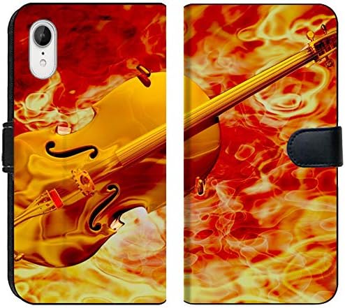 Liili Premium iPhone XR Flip Micro Fabric Wallet Case Golden Violin Fiery Music Concept 3D Render Photo 8841772
