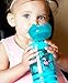 Nuby Thirsty Kids Flip-it Thin Straw Active On The Go Water Bottle with Push Cap and Carry Handle, Aqua Flamingo, 12 Ounce
