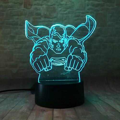 7 Color Changing Night Lamp 3D Atmosphere Bulbing Light 3D Visual Illusion LED Lamp for Kids Toy Christmas Birthday Gifts (Superman) - Thumbnail 5