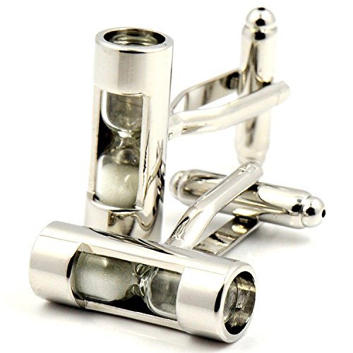 LBFEEL Classic White Hourglass Cufflinks for Men with a Gift Box