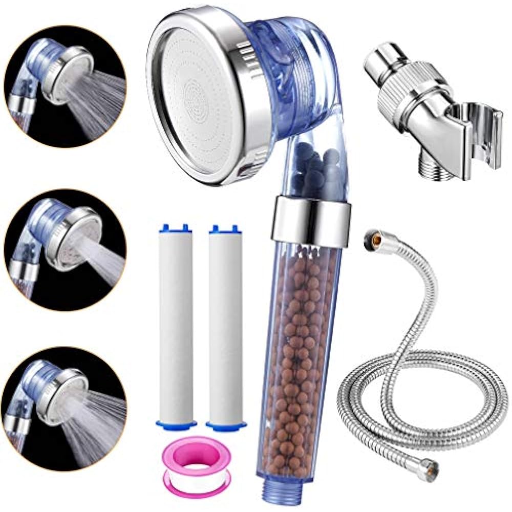 XYCING Ionic Shower Head With Mineral Stones Anion Filtration, Hose And
