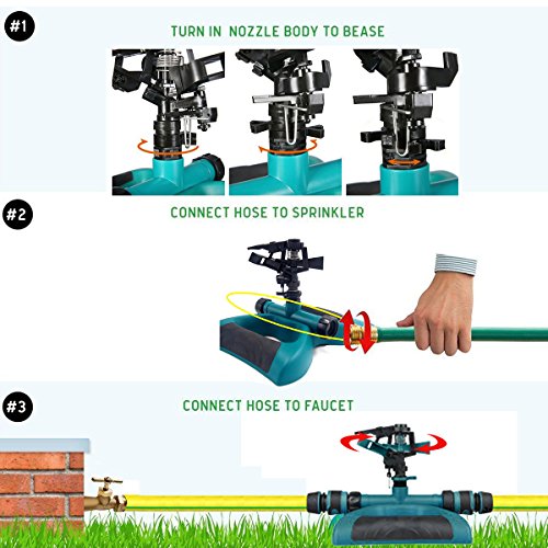 image for Ihomepark Lawn Sprinkler System, Automatic Outdoor 360 Rotating  Adjus