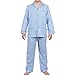 GLOBAL Men's Sky Blue Long-Sleeve Sleepwear 100% Cotton Pajamas Set Large