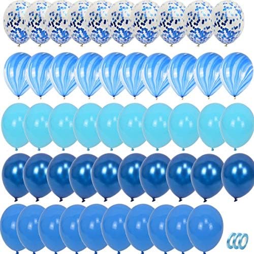 12 inch Balloons 50pcs Royal Blue,Agate Marble and Light Blue Party Supplies Balloon Garland Birthday Balloon