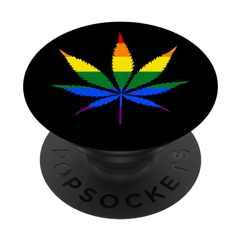 Cannabis Leaf LGBTQ Flag Weed 420 Rainbow Colors PopSockets PopGrip: Swappable Grip for Phones & Tablets