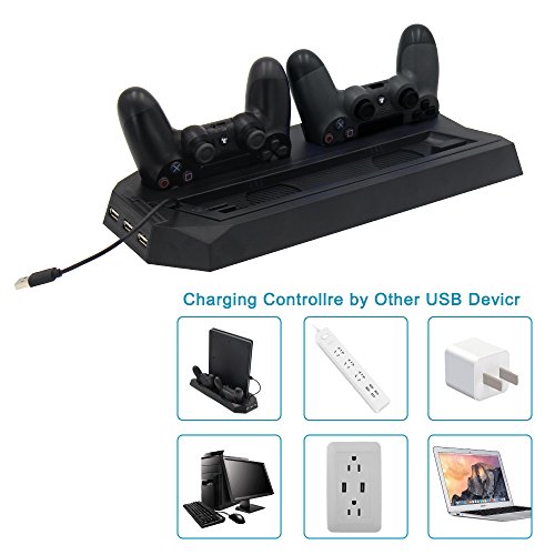 CPPSLEE-PS4-Vertical-Stand-Cooling-Fan-with-Dual-Controller-Charger-Charging-Station-3-HUB-Ports-Multifunctional-PlayStation-4-Access