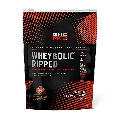 GNC AMP Wheybolic Ripped Whey Protein Powder Chocolate Fudge, 9 Servings, Contains 40g Protein