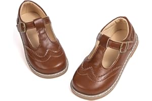 GOJERP Boy's Girl's Classic T-Strap Dress Shoes Wedding Party Church School Uniform Oxford for Toddler/Little Kid