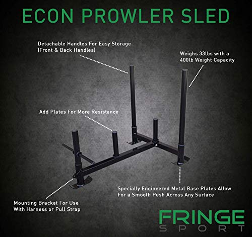 Econ"Prowler" Weighted Push Sled/Add Plates for More Resistance/CrossFit, Resistance, Strength & Conditioning Equipment/Easy Assembly and Storage with Detachable Handles
