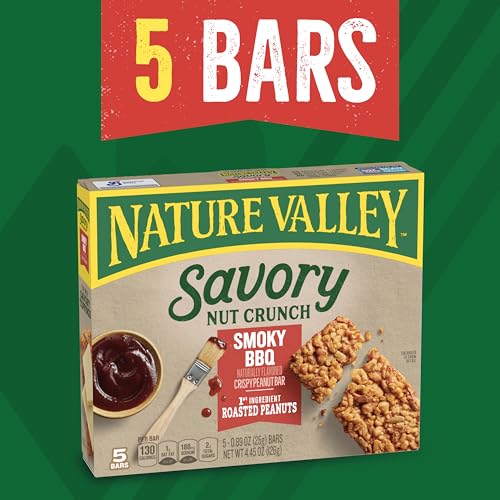 NATURE VALLEY SAVORY NUT CRUNCH BARS, SMOKY BBQ, 0.89 OZ, 5 BARS