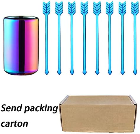 HTTH Fruit Forks Set Stainless Steel Mini Salad Fruit Tasting Forks Cocktail Fork,Coffe Fork,8 pieces Attached Stainless Steel Case (Blue)