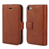 iPhone 4 case,iPhone 4s wallet Case, Wallet Leather Folio [ Slim Fit ] [ Heavy Duty Protection ] Soft TPU Back Kickstand Case for iPhone 4 / 4s with Magnetic Closure and Wrist Strap - Brown